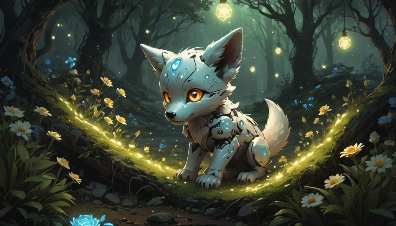 A Cybernetic Fox cross Wolf - AI Generated Artwork - NightCafe Creator