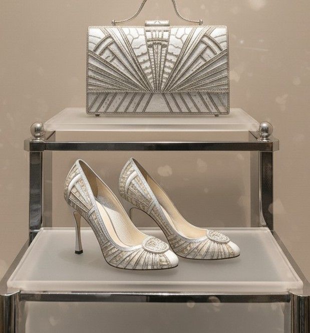 Art Deco Silver Bag and Shoes