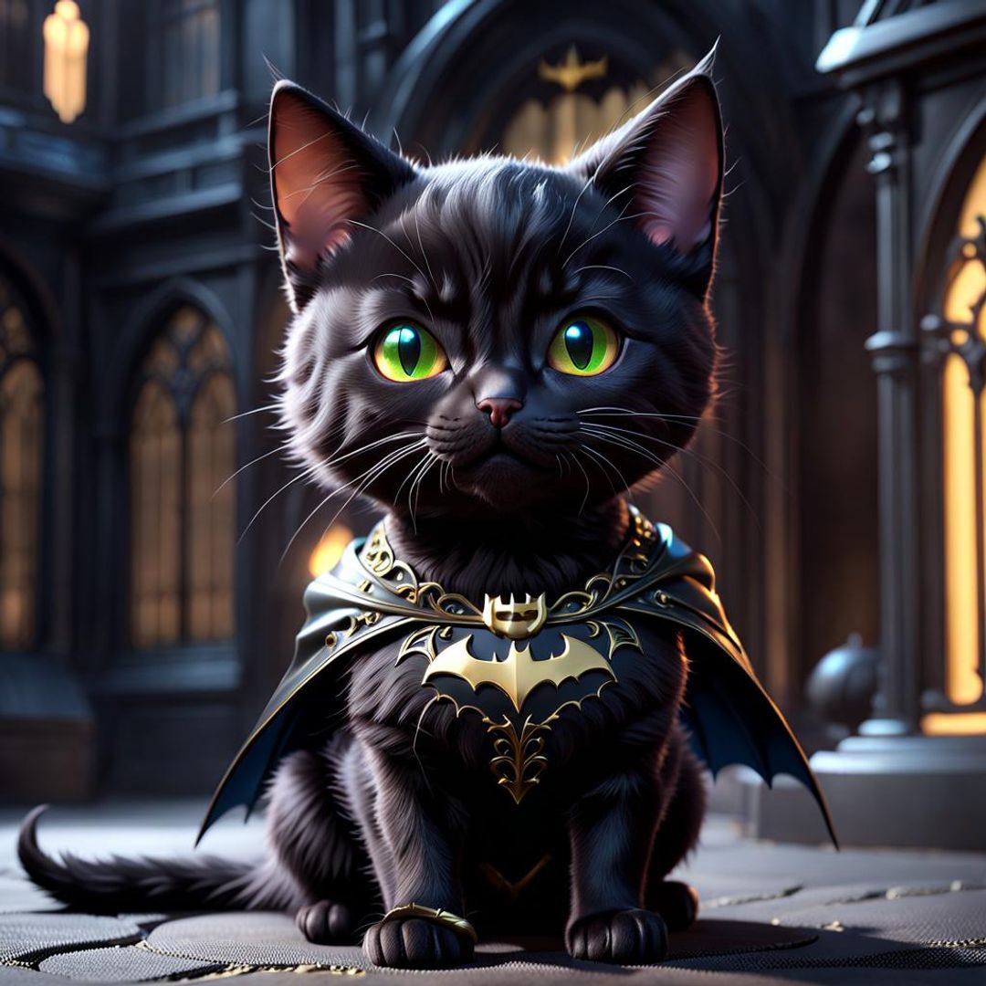 Cute black cat in Batman costume - AI Generated Artwork - NightCafe Creator