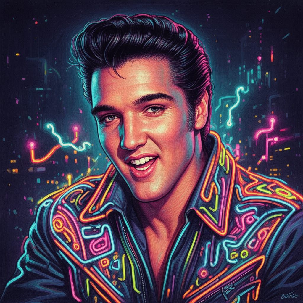 Elvis Presley Portrait, colorful, detailed