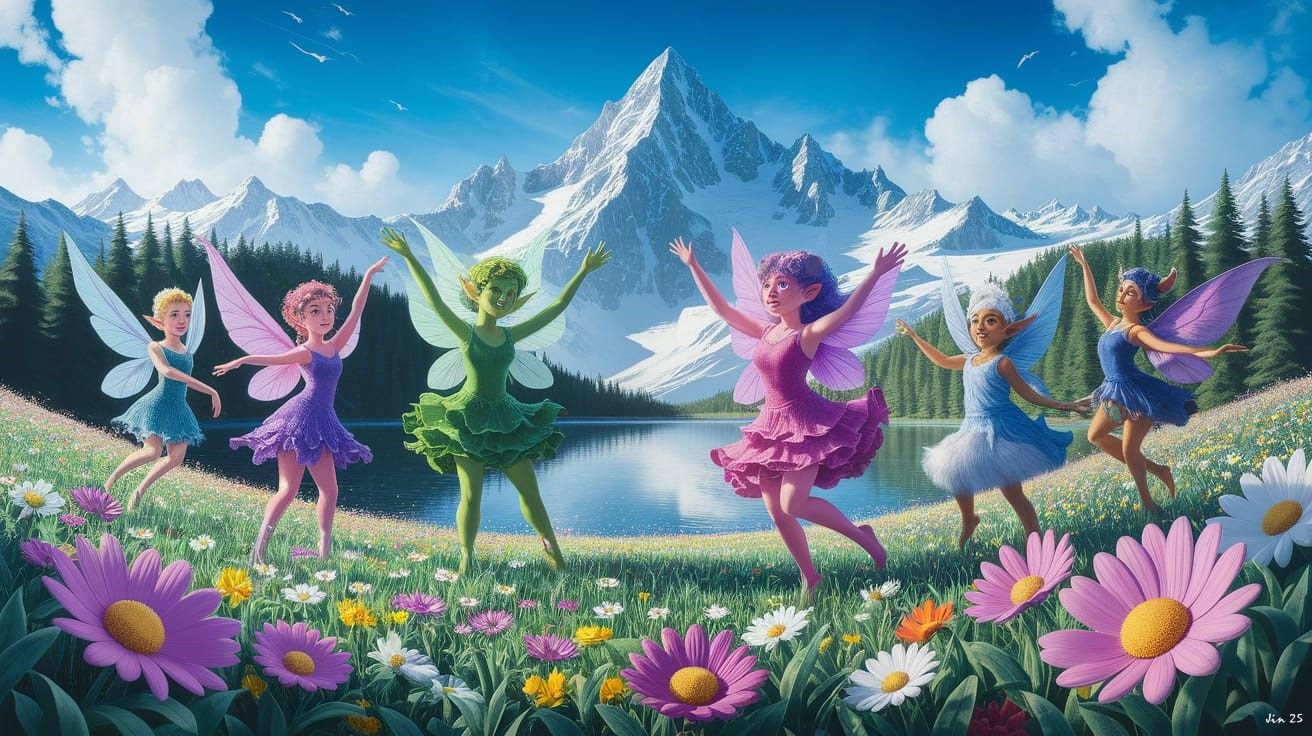 Fairies dance of joy for spring