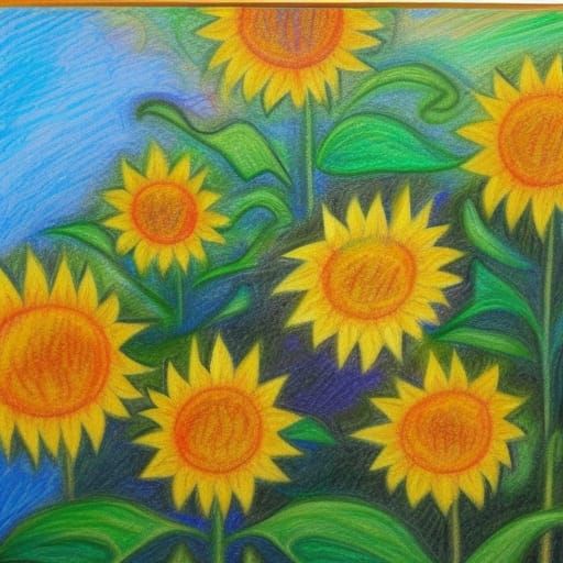 Van Gogh would be proud: Crayon Sunflowers false