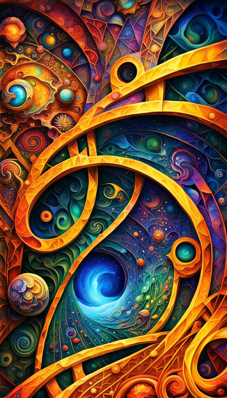Escaping abstract art complementary colors fine details Jose...