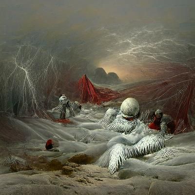 Ice storm on Mars horror Gustave Doré Greg Rutkowski