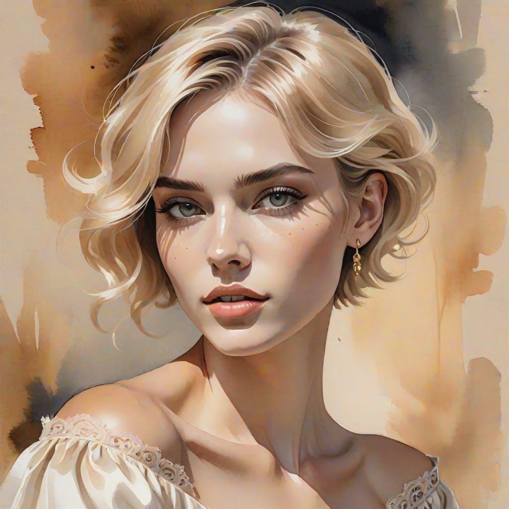 Elegant Fashion Icon in Luxe Gouache Art