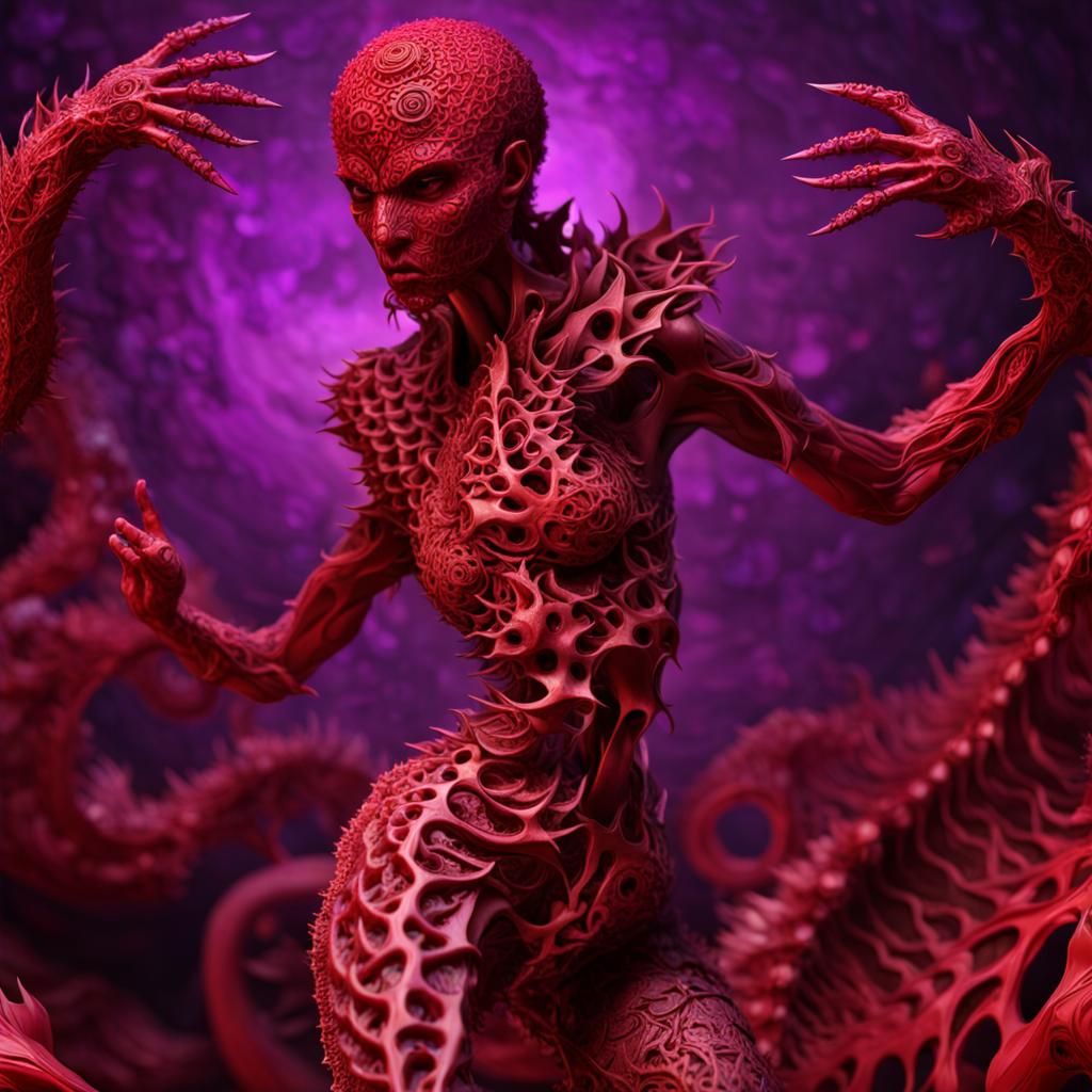 Durga's Apocalyptic Demise: Ballet Portrait in Arcane Style