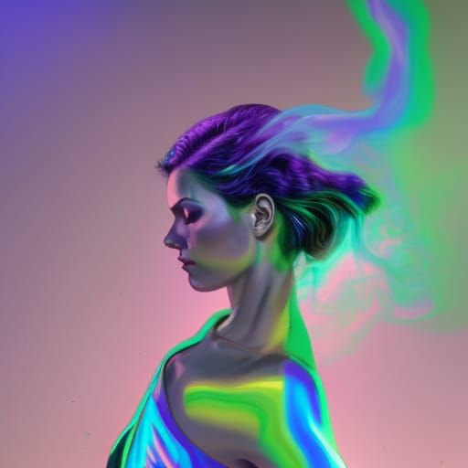 Purple holographic smoke with cobalt blue holographic accent...