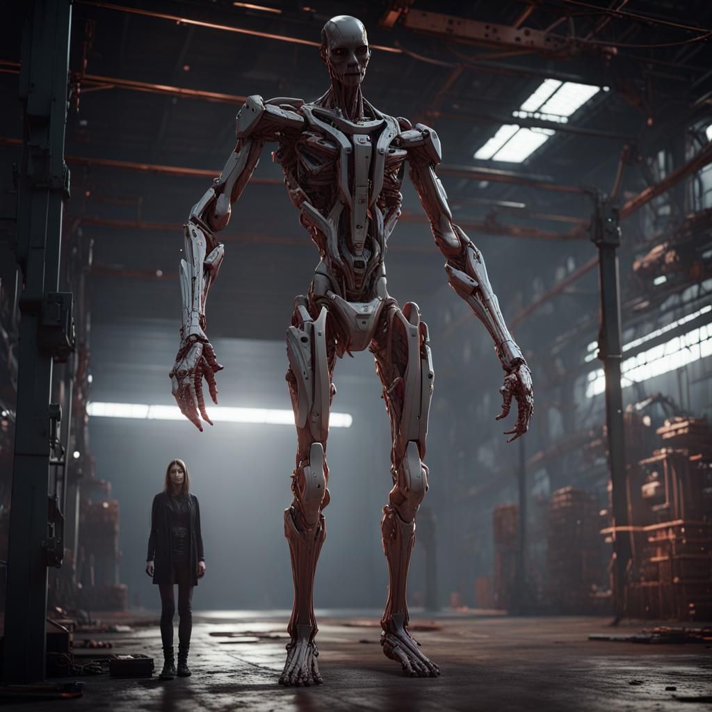 Skinless Human Figures in Creepy Warehouse