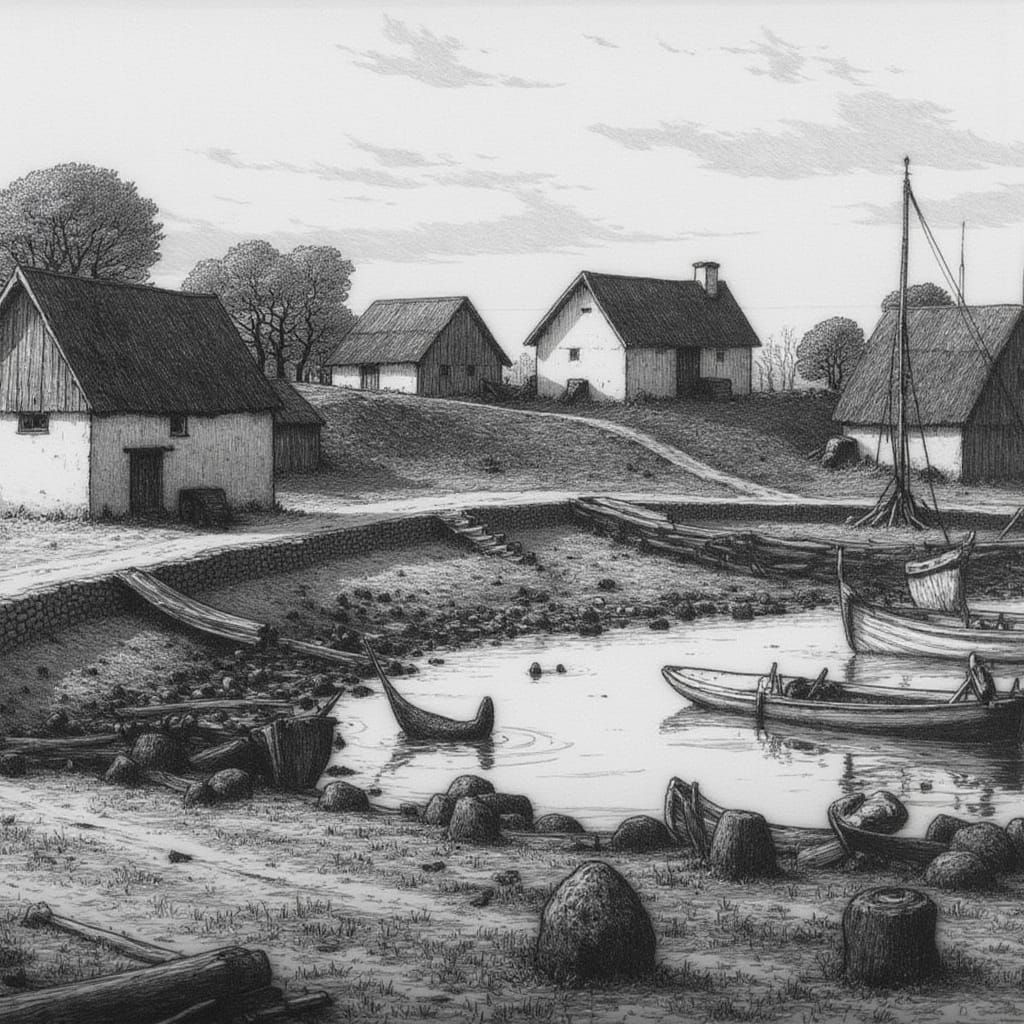 <lora:Erik Olsson 2:1.0> Fishing village