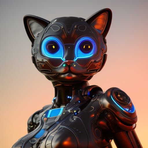 Robo Kitty Cat - AI Generated Artwork - NightCafe Creator