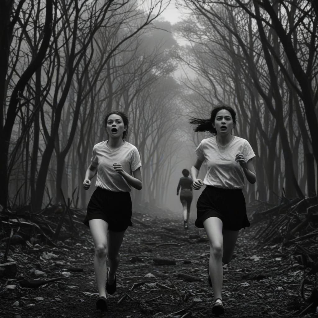 Moody Manga Portraits of Two Girls in Ruin