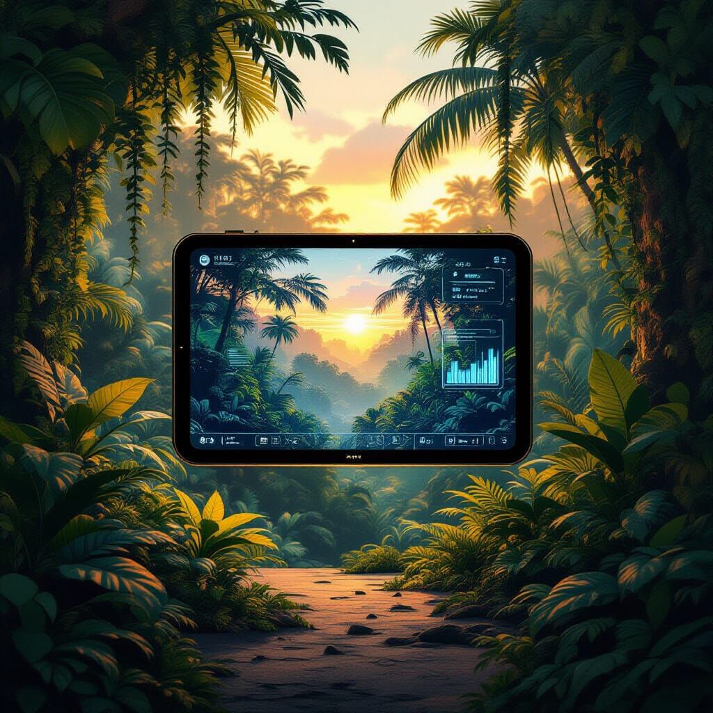 Jungle Meets Futuristic Touch Screen in Digital Painting