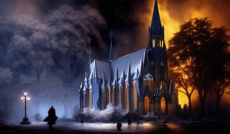 Fire castle cathedral on ice nightview contrast
 Magical, In...