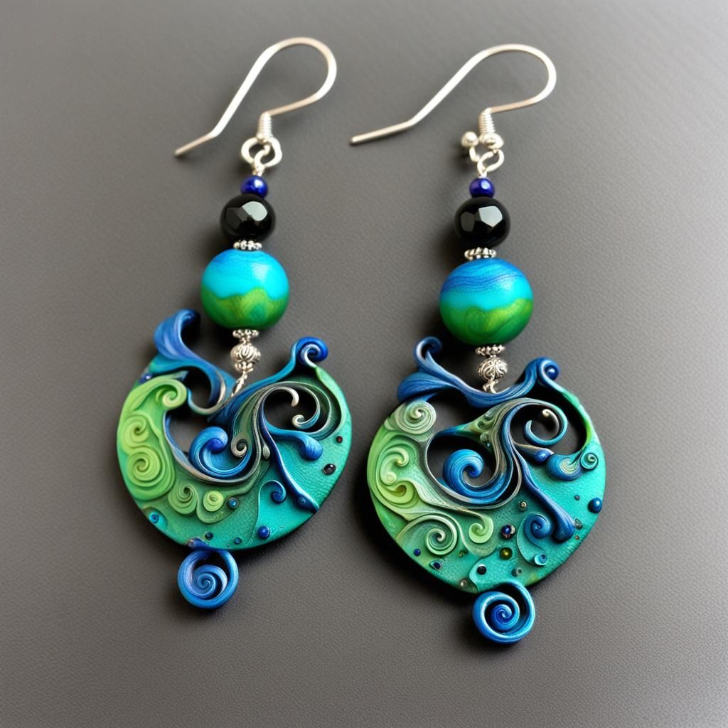 Beaded Polymer Clay Earrings