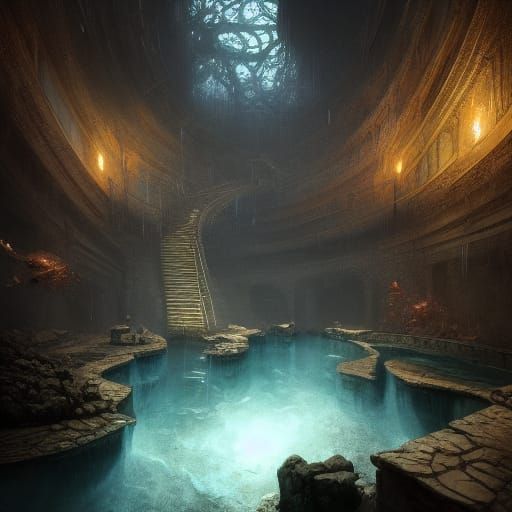Pool at bottom of well underground