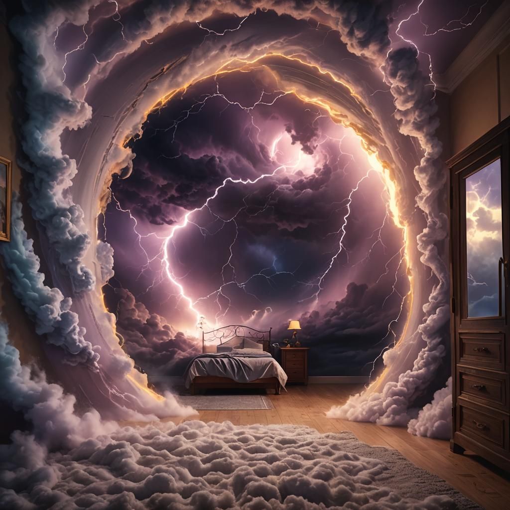 a storm portal in a bedroom  by @TreatMaster