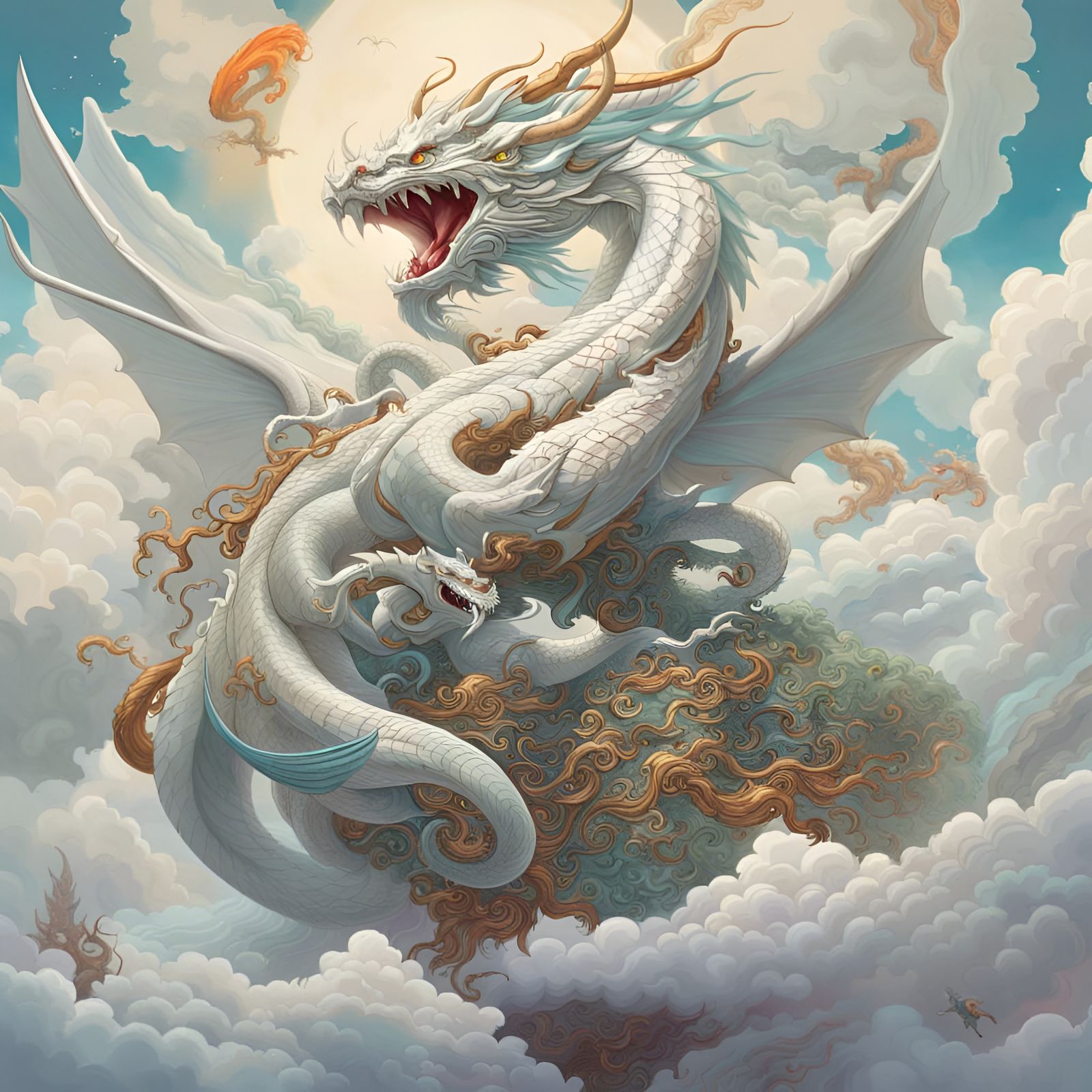 Chaos Dragon in the clouds  by @Kalendistrien