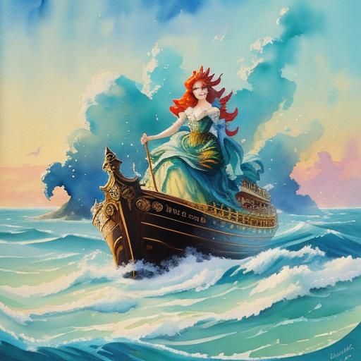 Little Mermaid Illustration on the page of a book