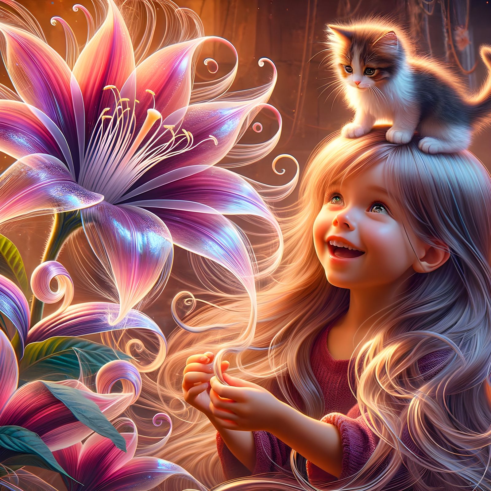 Lyina and Dex’s secret barn flower blooms just for them  by @Tiny Pearl Cat