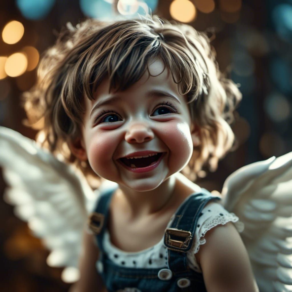 cinematic film still of a cute punk girl angel giggling, absolutely adorable. highly detailed, shallow depth of field, vignette <lora:Giggli...