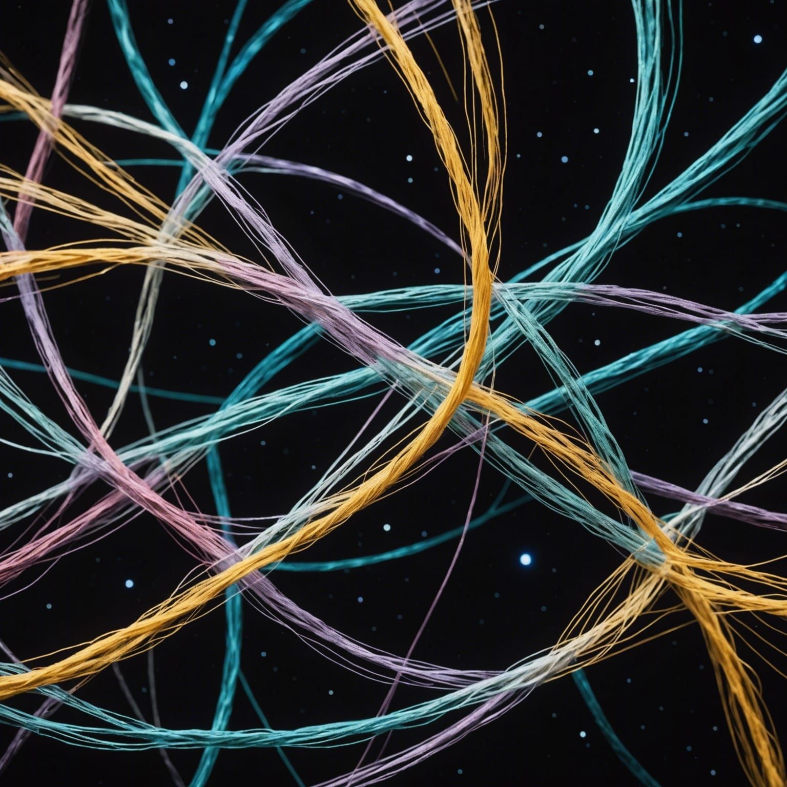 bright thin airy threads intertwining with each other in out...