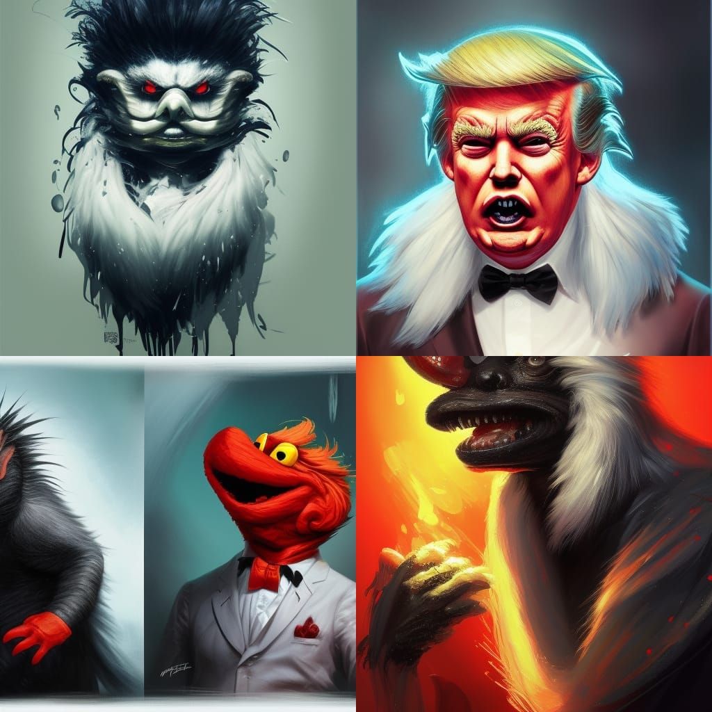 donald trump elmo scary dark creepy skunk - AI Generated Artwork ...