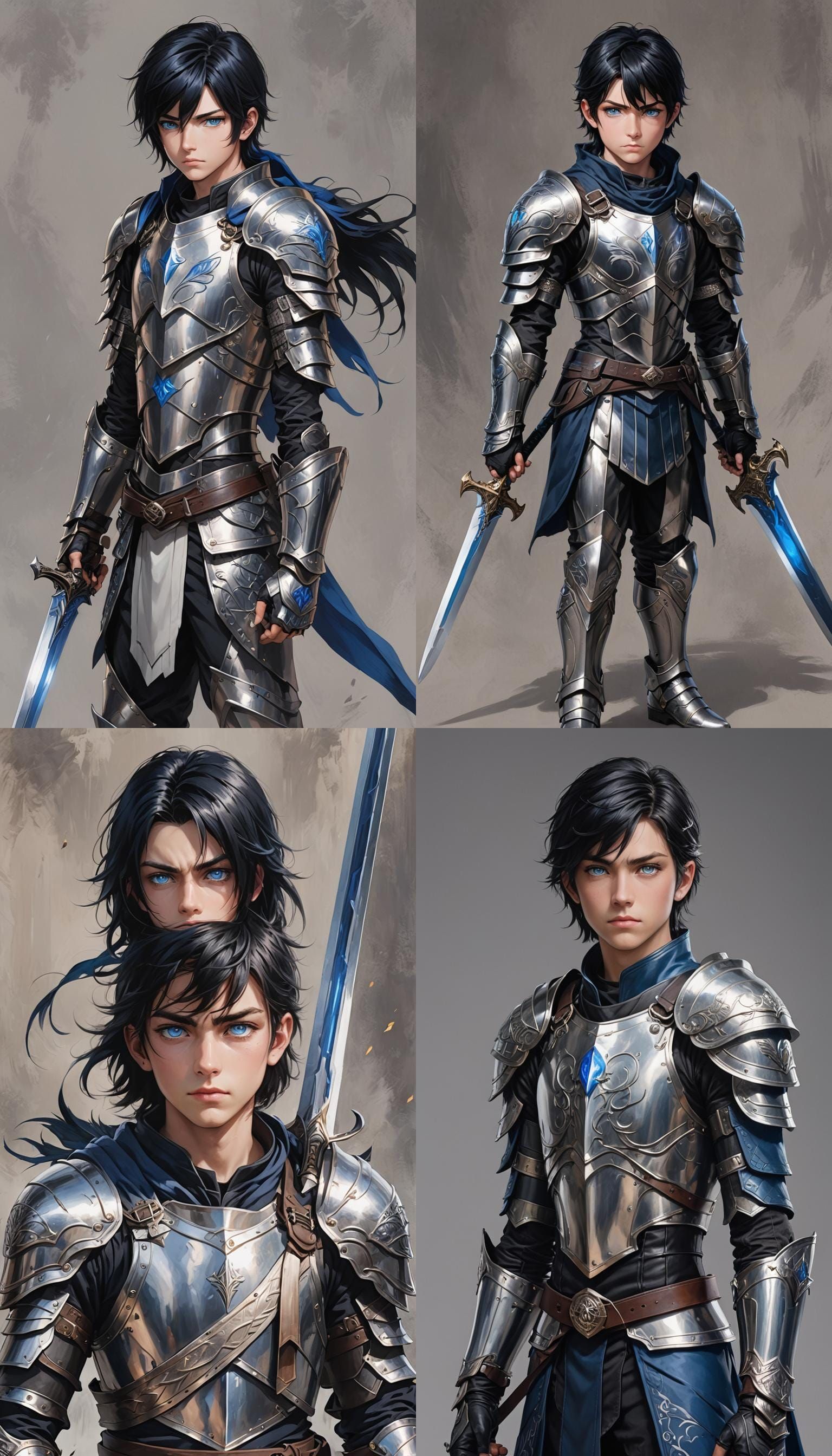 Appearance: A youthful boy with raven hair and piercing blue...