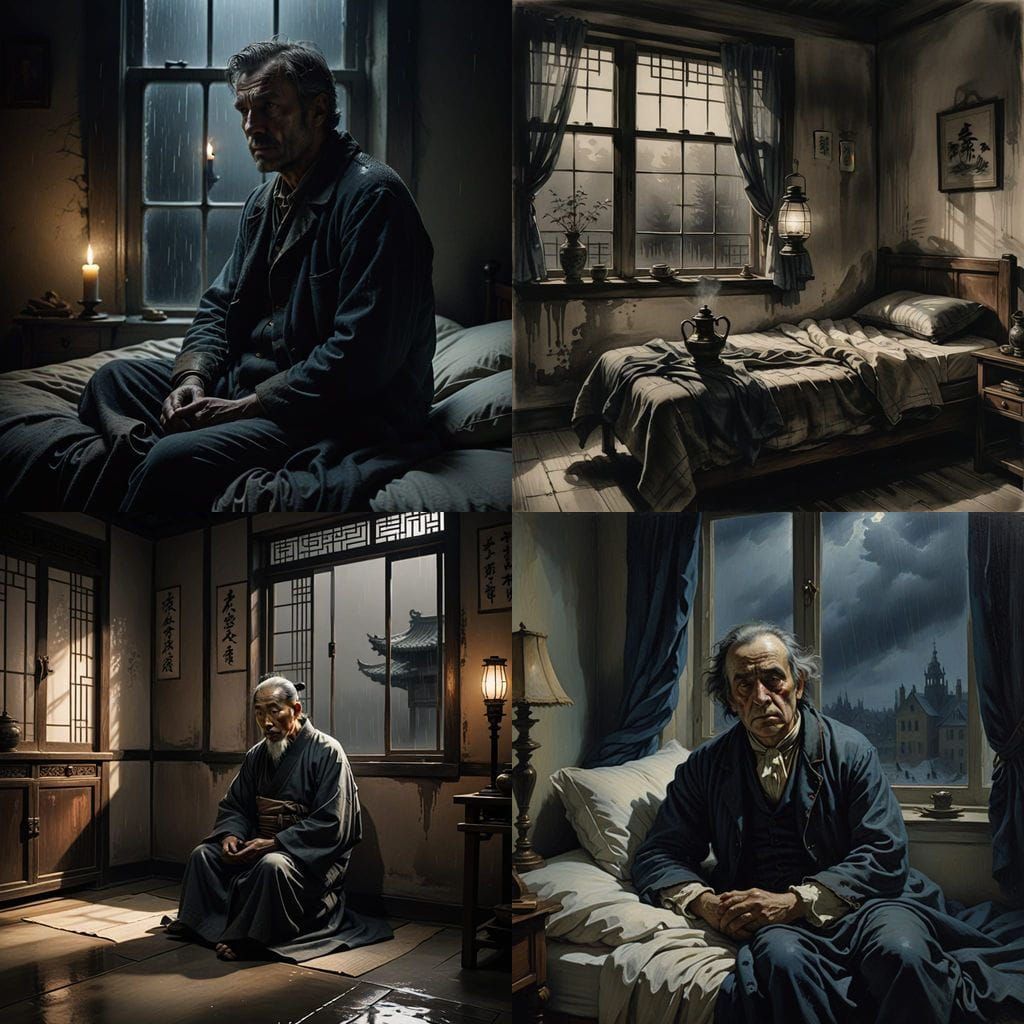 Darkness and Rain Through a Cold Window