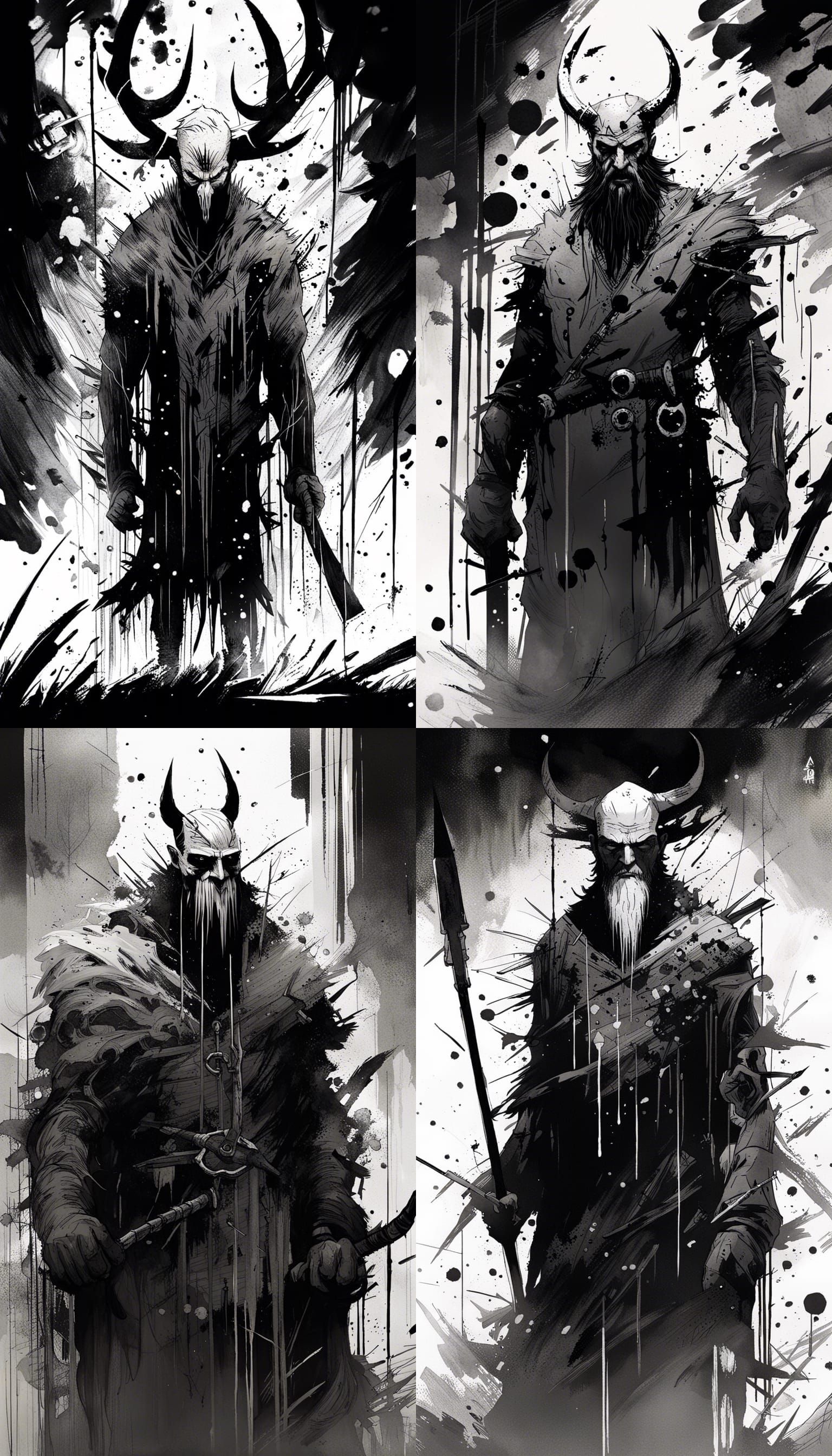 Odin negative black and white Speedpaint with large brush st...