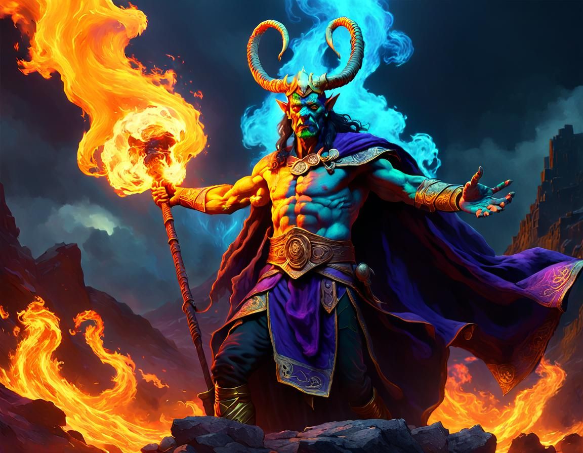 a reimagination of norse mythological loki as a fire giant i...