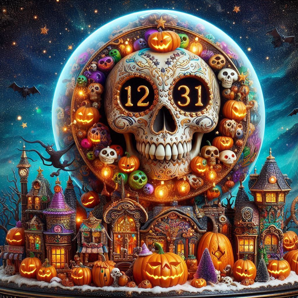 New year skull ball countdown clock