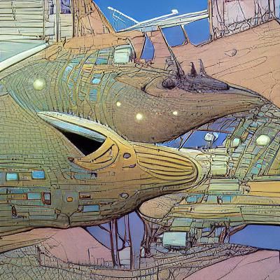 In the style of Moebius: Starships II
