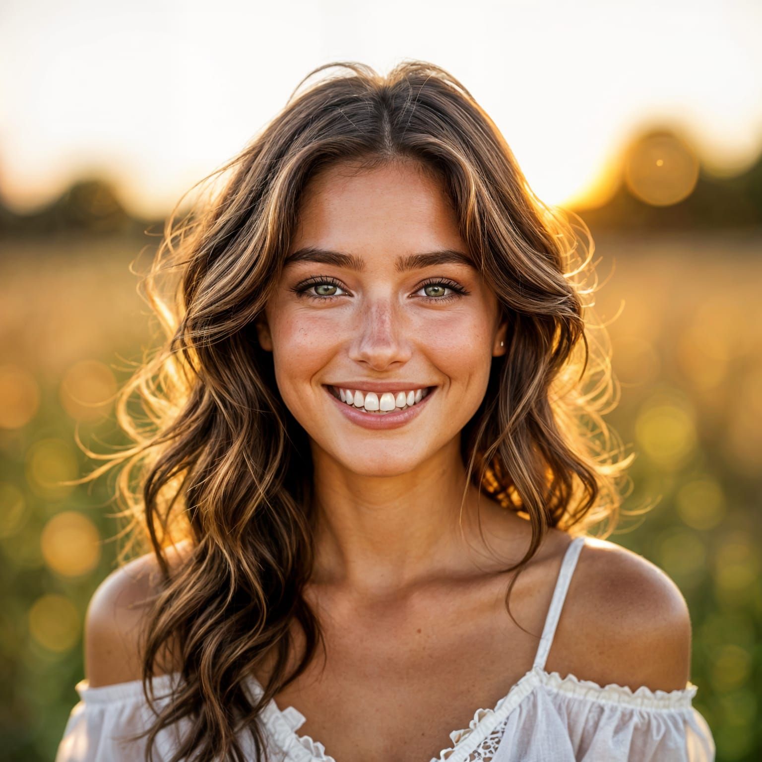 Golden Hour Portrait of Smiling Young Woman