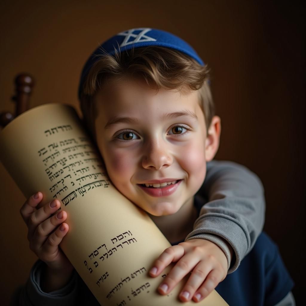 Young Boy with Torah Scroll Portrait