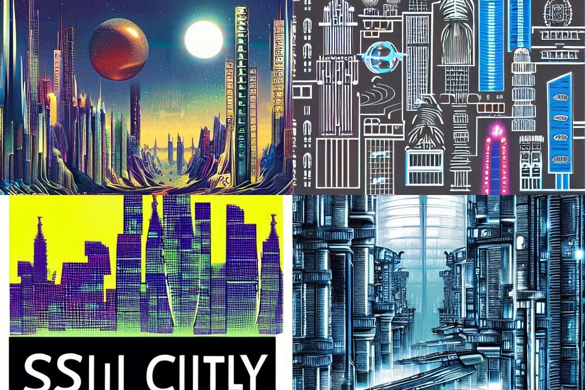 Sci-fi city in the style of Analytical art