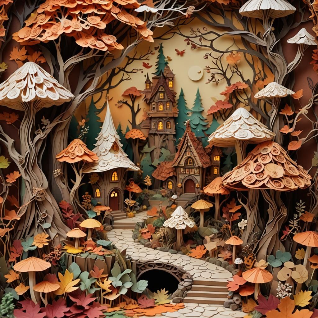 Autumn fantasyland macramé paper scene   by @WhatDa