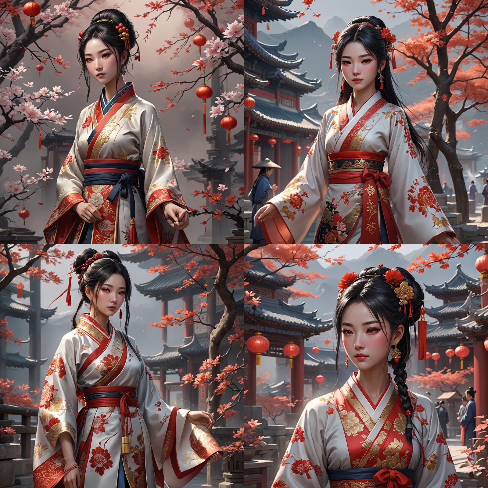 Chinese girl. Chineses traditional clothing. Chinese backgro...