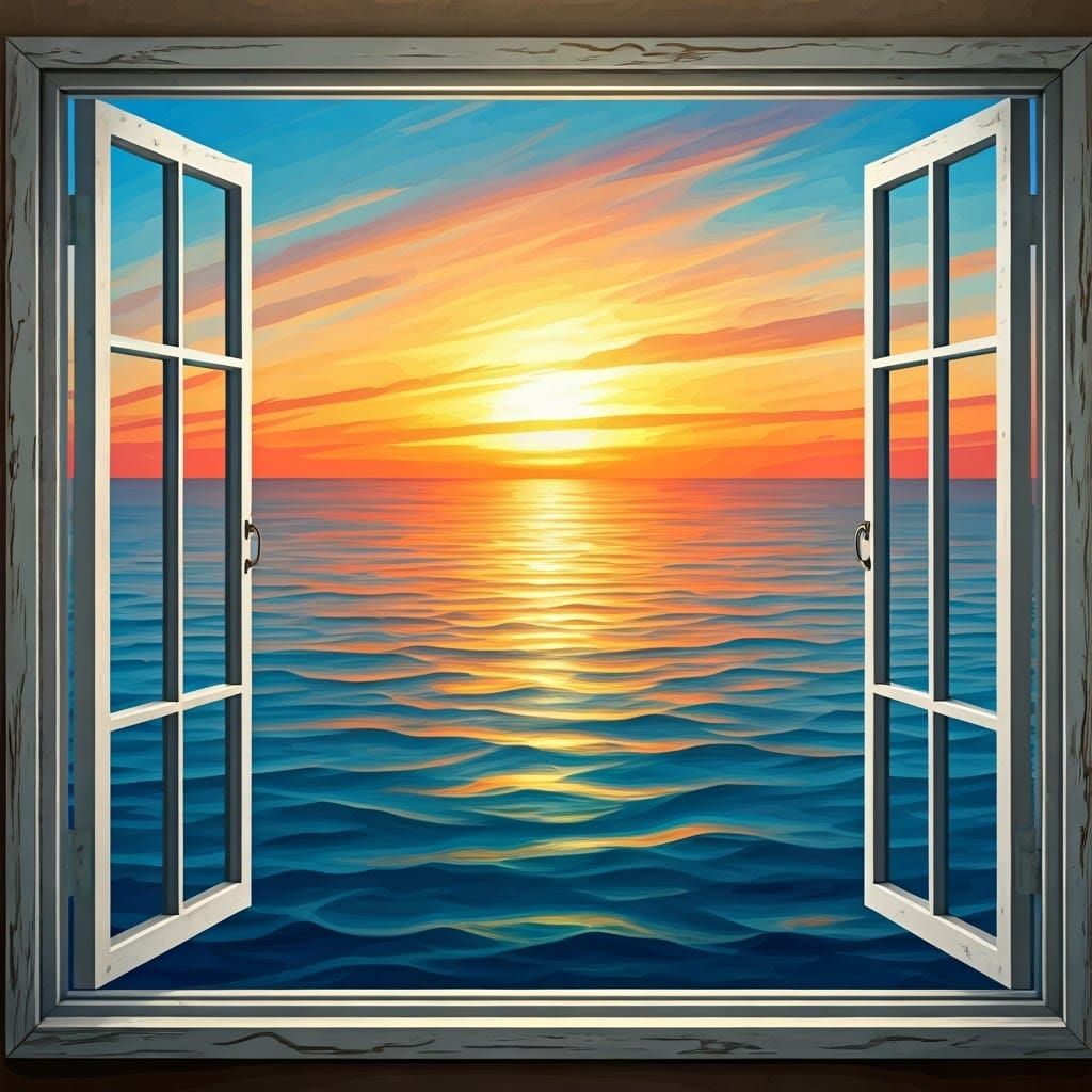 Surrealist Window to the Infinite Ocean