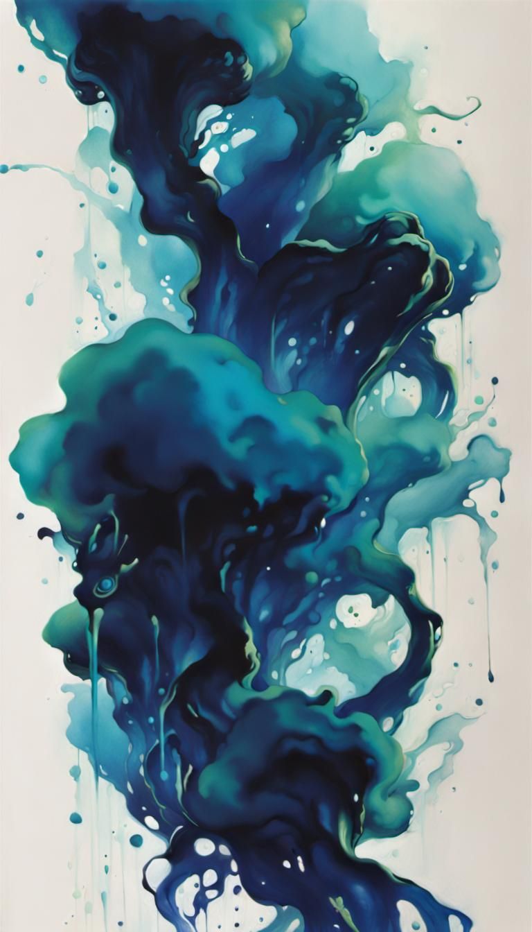 Potato green, Blue Chrome Ink flow: 8k resolution photoreali...