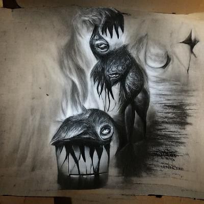 monsters in the darkness | Charcoal
