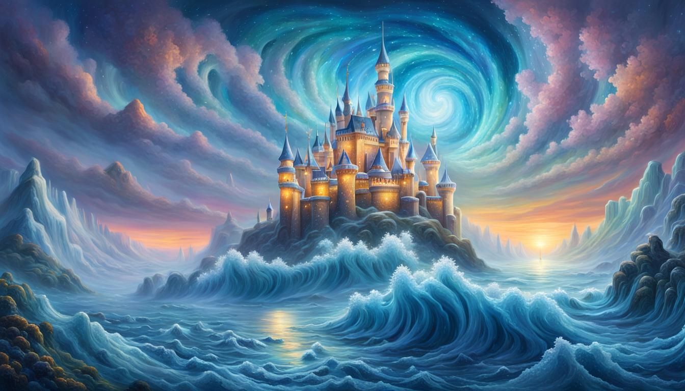 Castle on Top of the Ocean A gigantic castle made entirely of ice