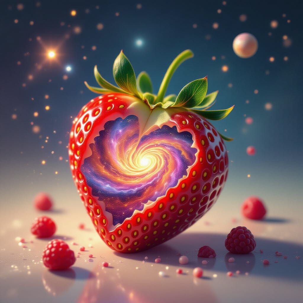 Cosmic Strawberry Galaxy Reveal Digital Painting