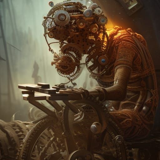 Cthulhu Plays Clockwork Keyboard: Dark Fantasy Art