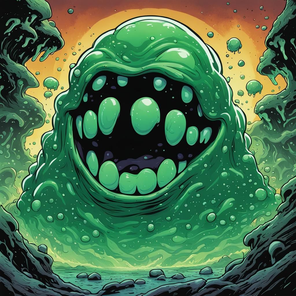 slime blob with big smile  by @Elliot Rees