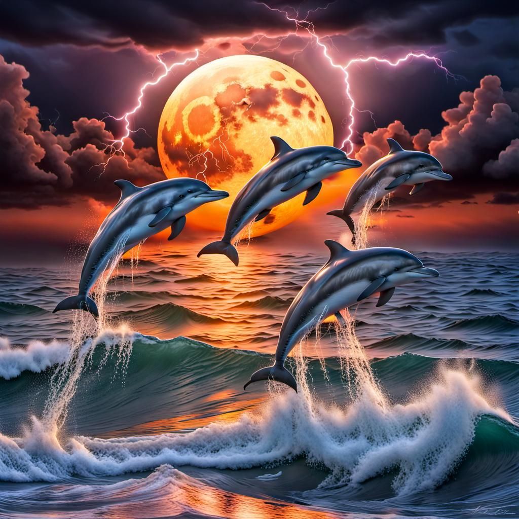Dolphins in the Night  by @Me