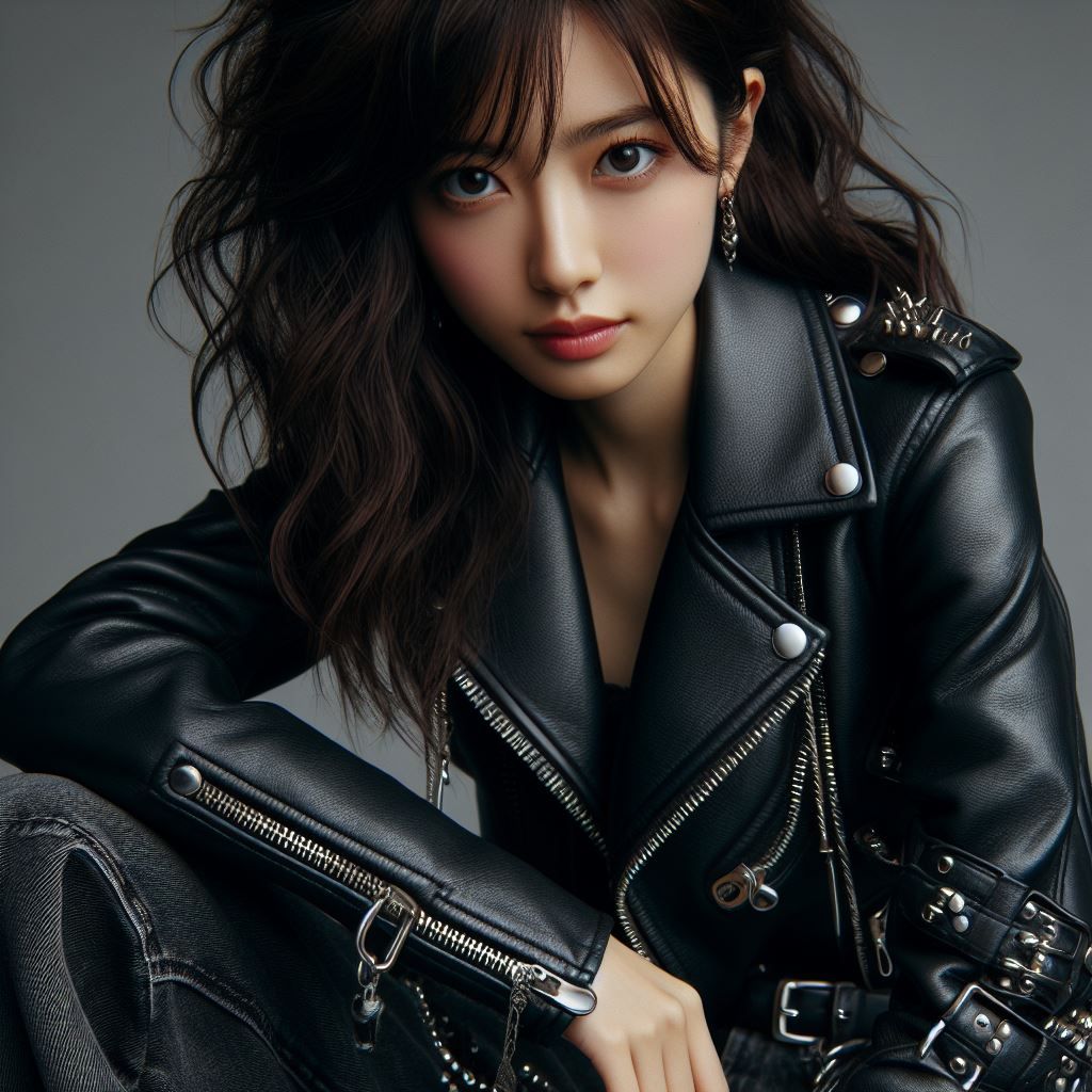 Japanese girl in leather