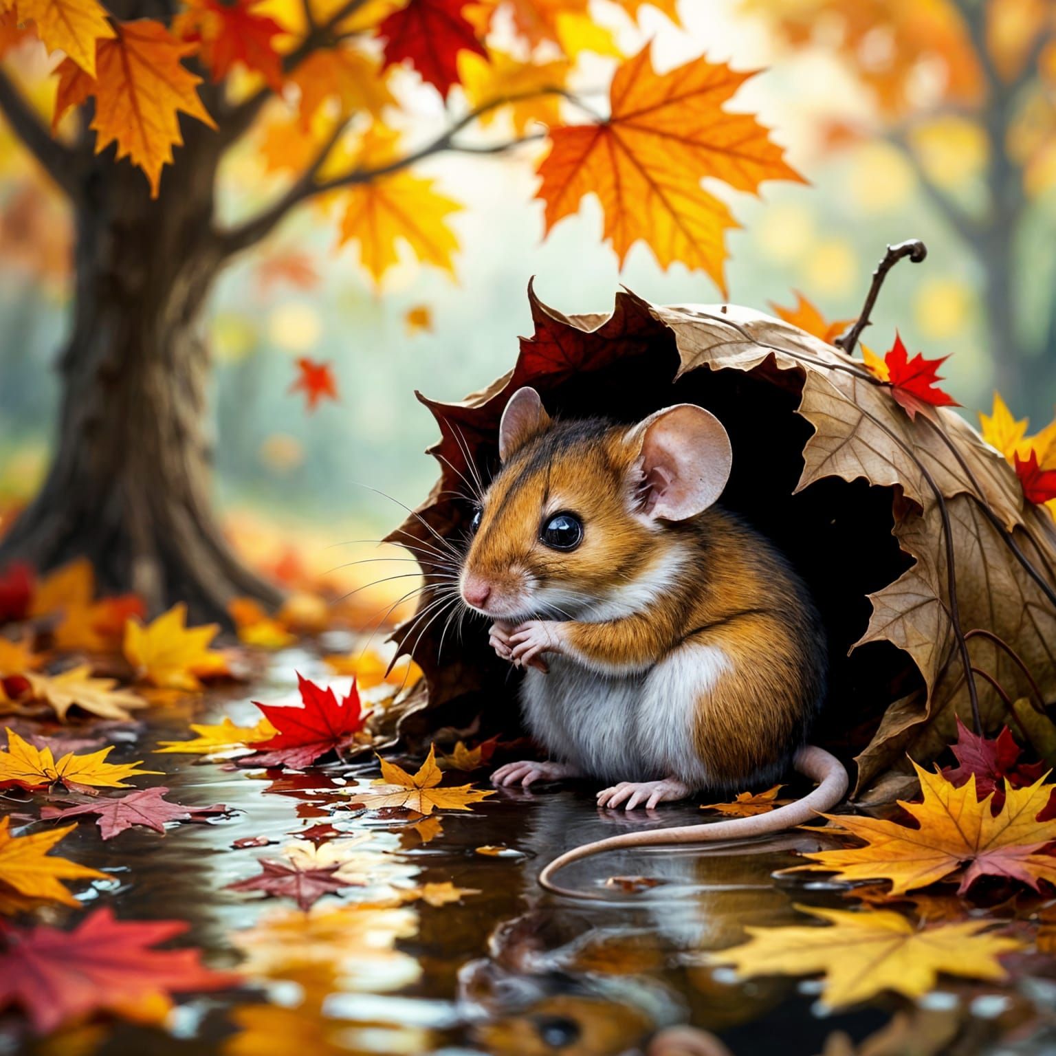 A little mouse in autumn (4 likes)  by @h7sus2