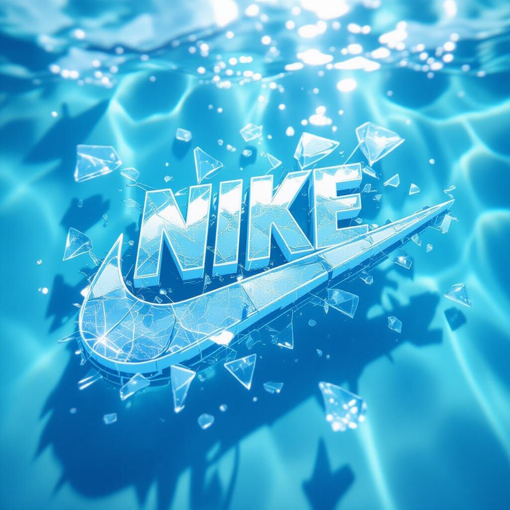Cracked Ice Nike Logo in Water