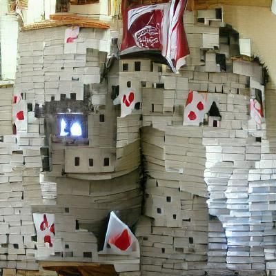 Castle made with playing cards