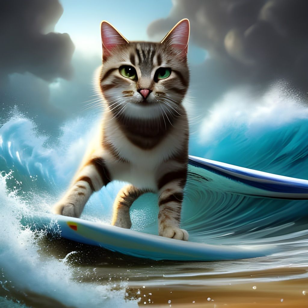 Surfing Cat - AI Generated Artwork - NightCafe Creator